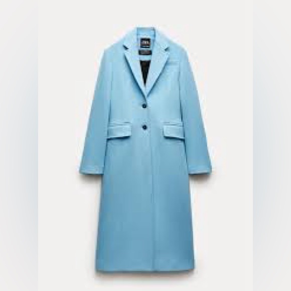Zara Jackets & Blazers - ZARA NEW WOMAN COLLECTION MANTECO WOOL COAT SKY BLUE medium